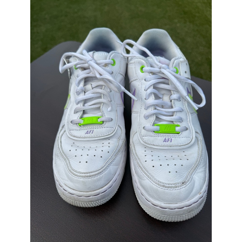 Nike Air Force 1 Shadow Women Size 9 White Purple Electric Green DD9684-100 - Picture 2 of 8